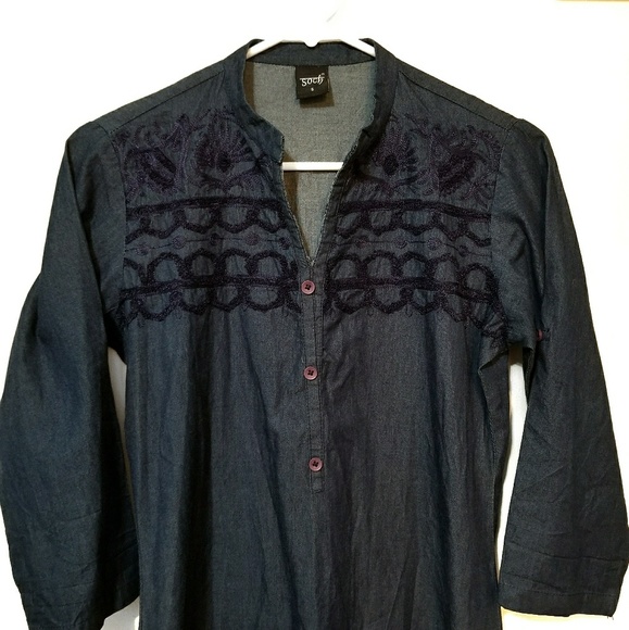 ๐ Soch Chambray Embroirdered Shift Dress Size S - Picture 2 of 5